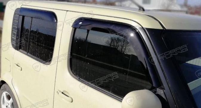 Дефлекторы окон (ветровики) Nissan Cube II (Z11) 2002-2008 (Ниссан Куб) Кобра Тюнинг